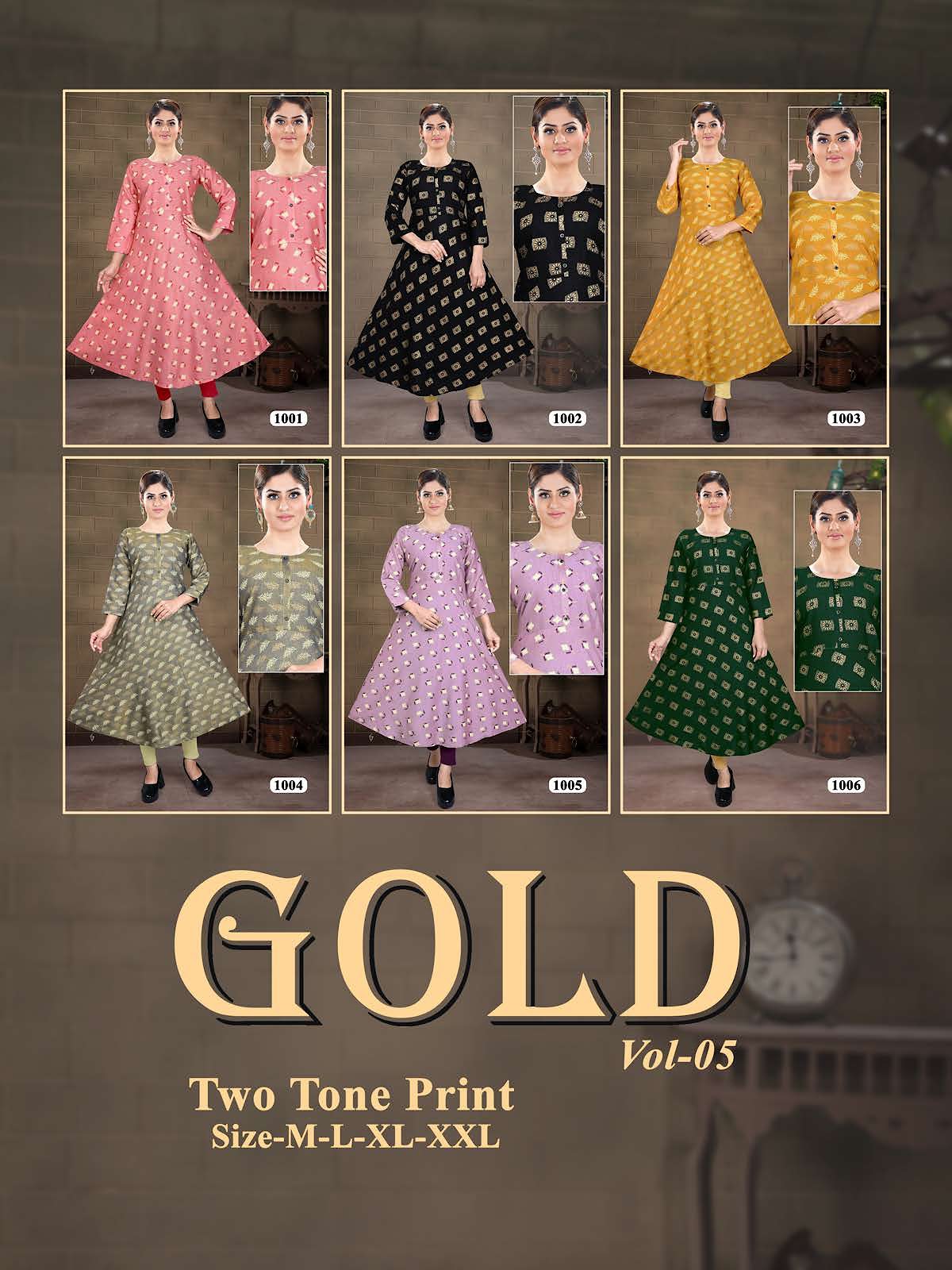 Gold Vol 5 Kavinay Two Tone Anarkali Kurtis