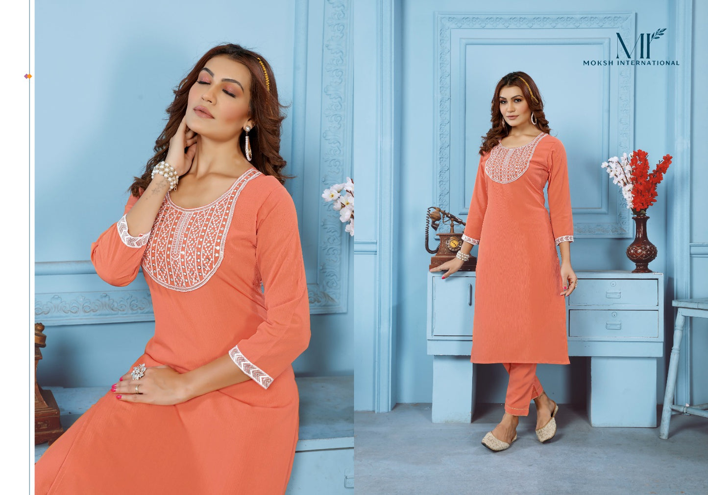 Goldy Vol 1 Moksh International Cotton Kurti Pant Set
