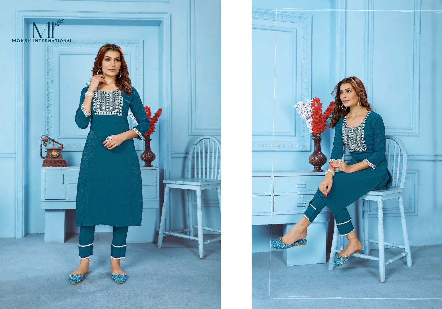Goldy Vol 2 Moksh International Cotton Kurti Pant Set