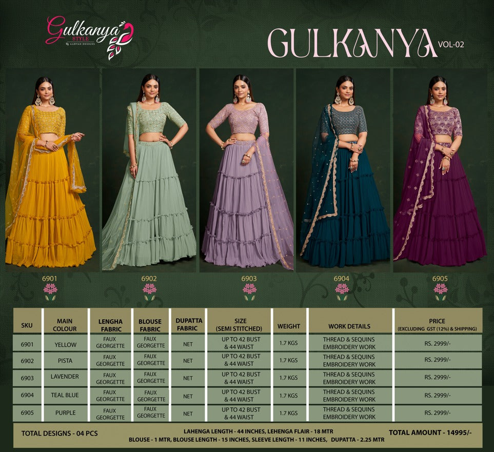 Gulkanya Vol 2 Aahvan Designs Faux Georgette Lehenga Choli