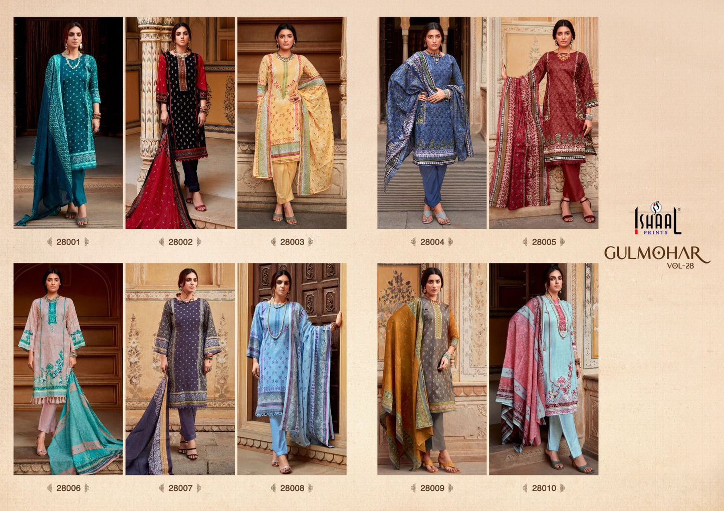 Gulmohar Vol 28 Ishaal Prints Lawn Cotton Karachi Salwar Suits