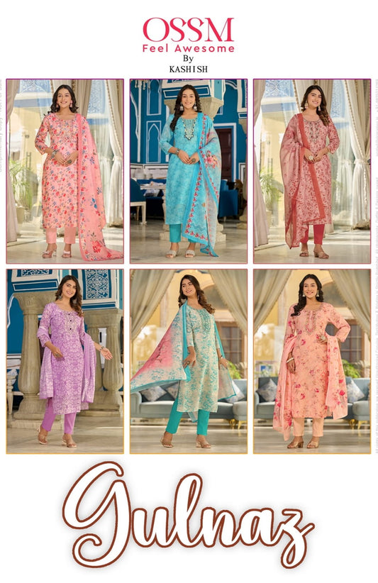 Gulnaz Ossm Cotton Linen Readymade Pant Style Suits