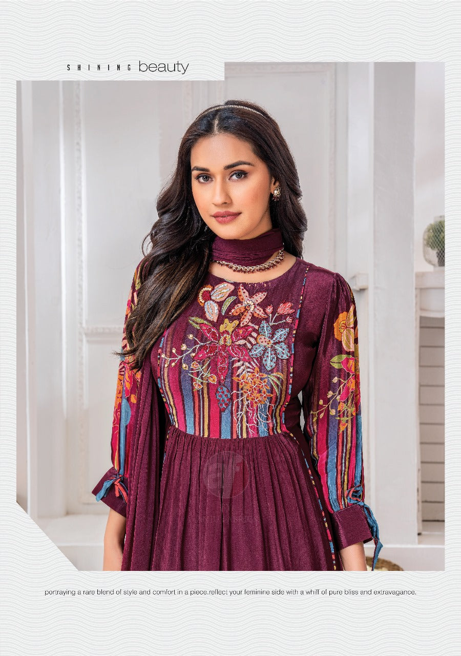 Happy Shades Af Natural Crepe Afghani Readymade Suit