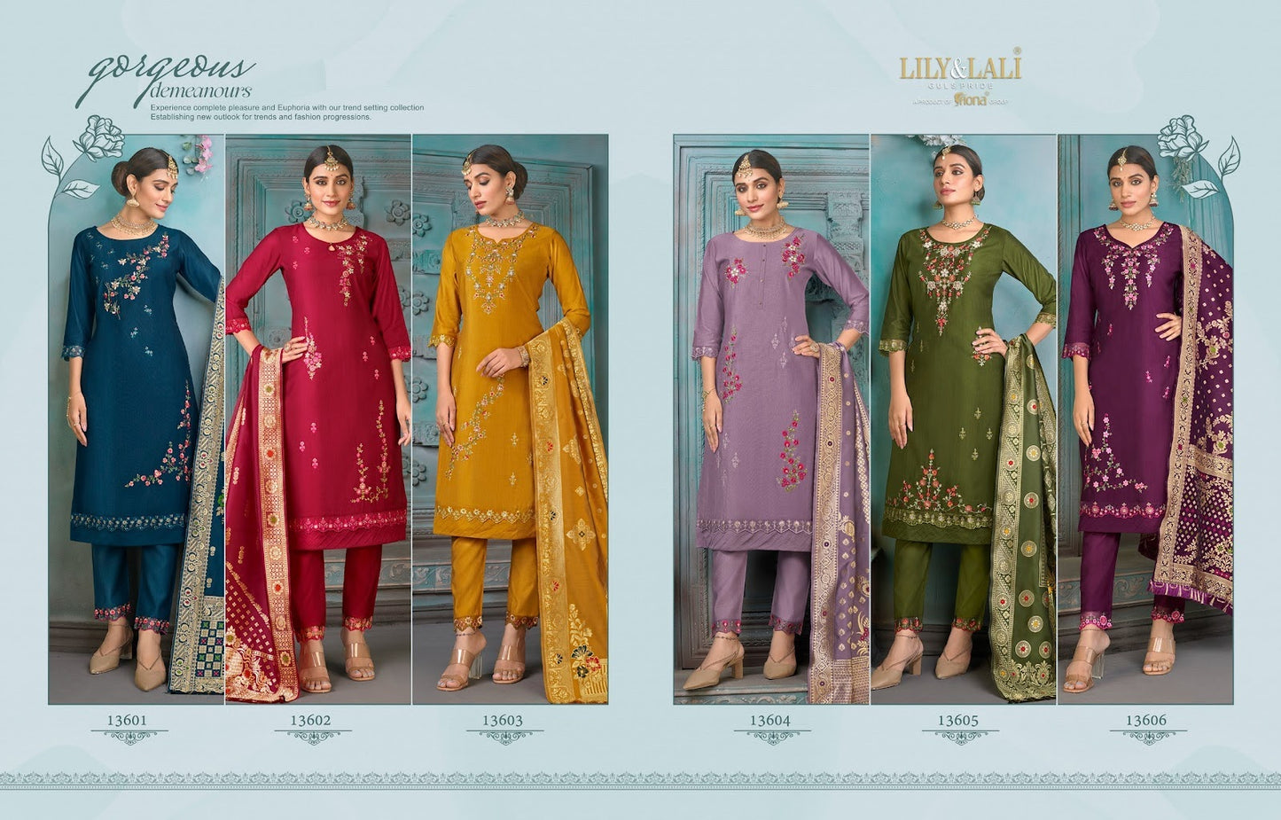 Hasmeena Lily Lali Viscose Readymade Pant Style Suits