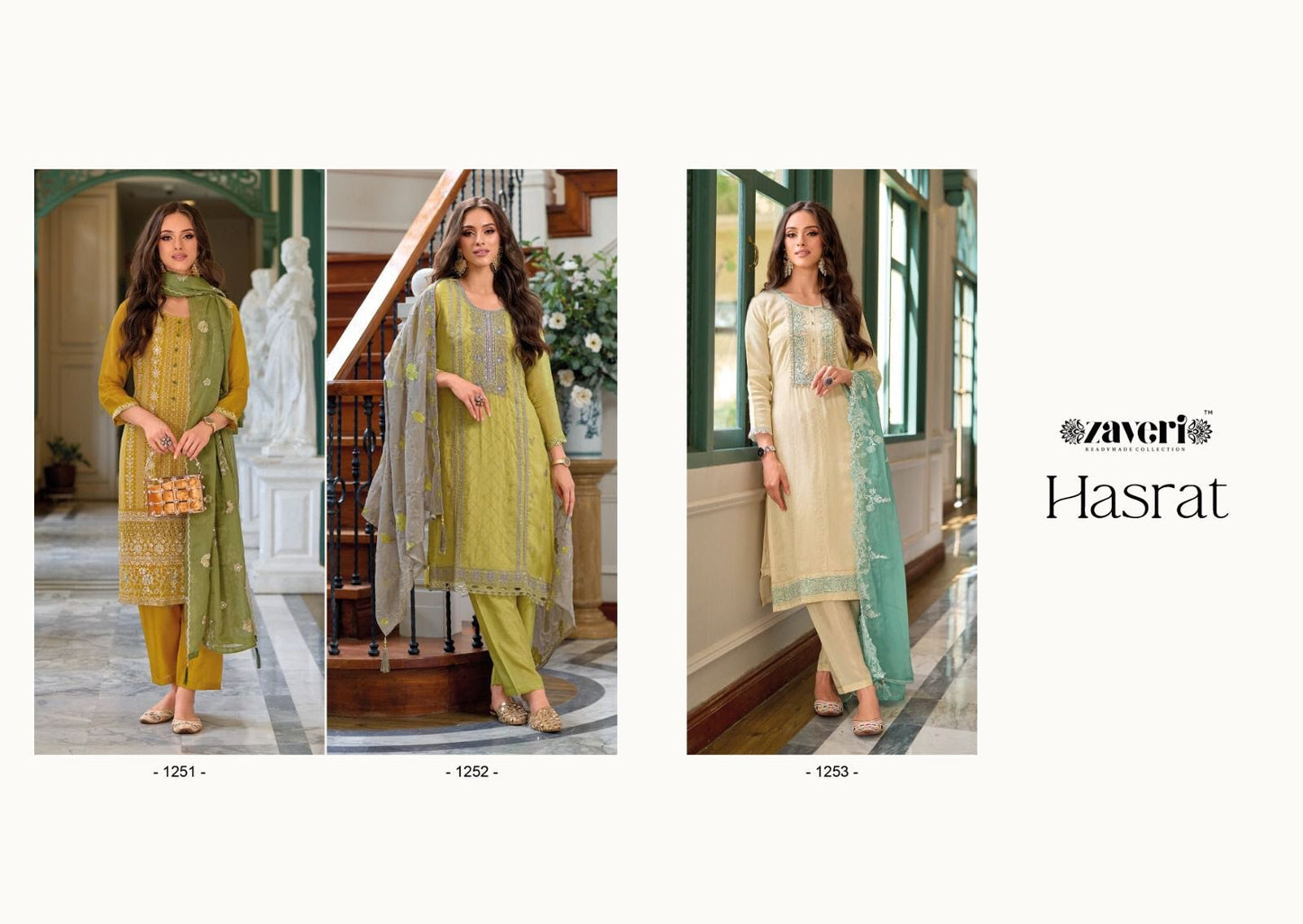 Hasrat Zaveri Organza Readymade Pant Style Suits