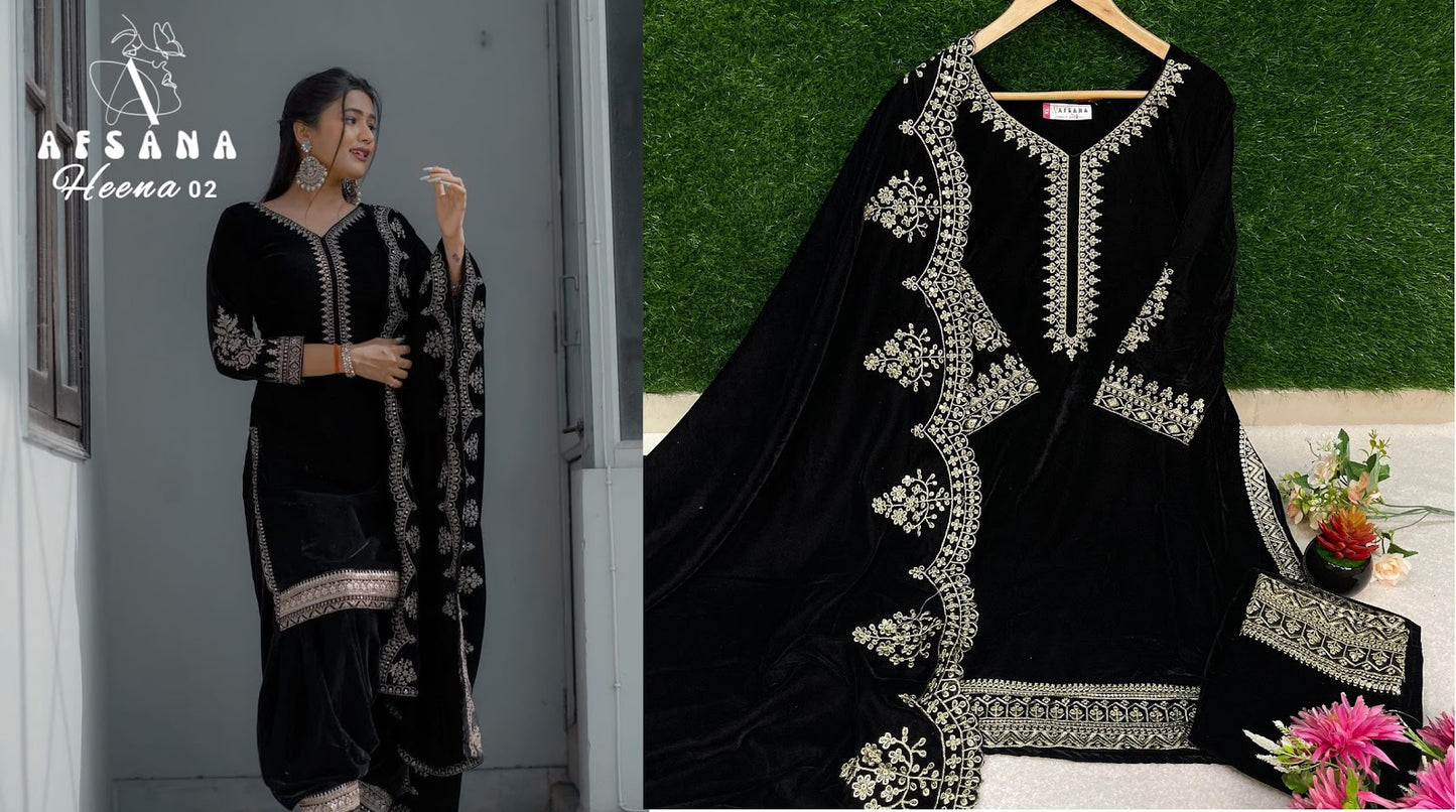 Heena-2 Afsana Readymade Velvet Suits