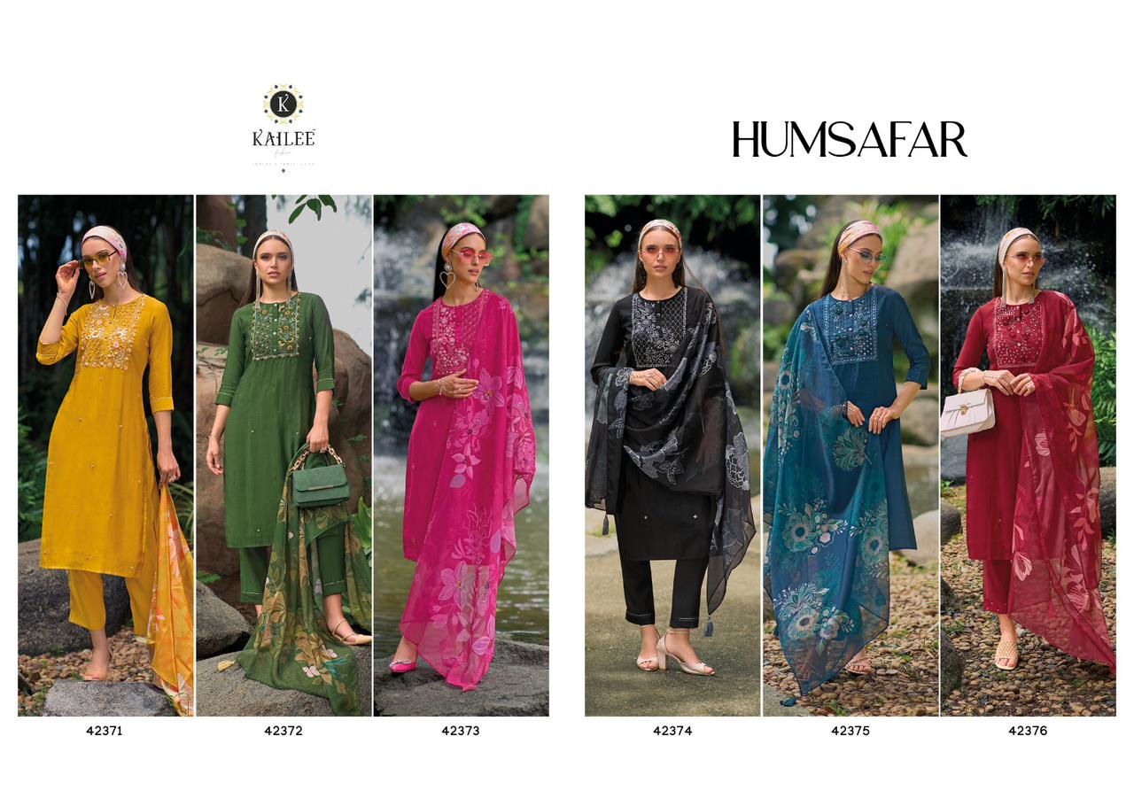 Humsafar Kailee Fashion Viscose Silk Readymade Pant Style Suits