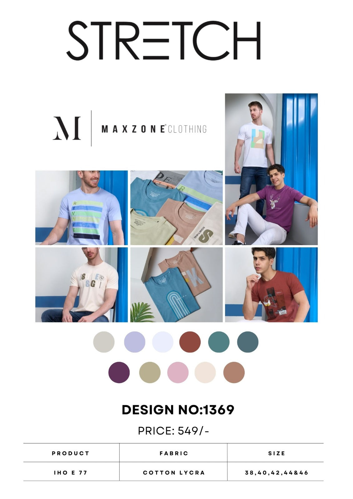 Iho E 77 Maxzone Clothing Cotton Lycra Mens Tshirts