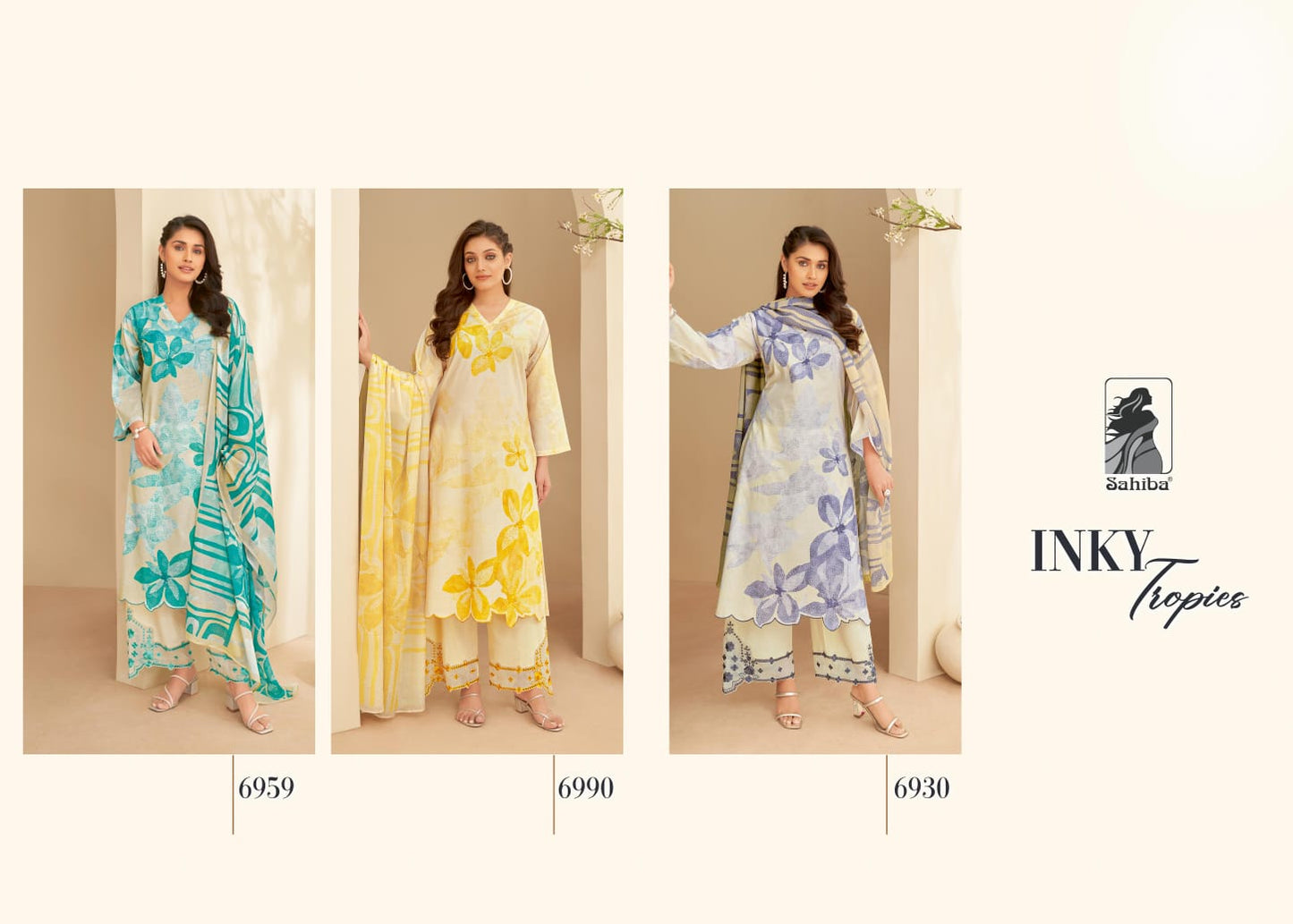 Inky Tropies Sahiba Cotton Pant Style Suits