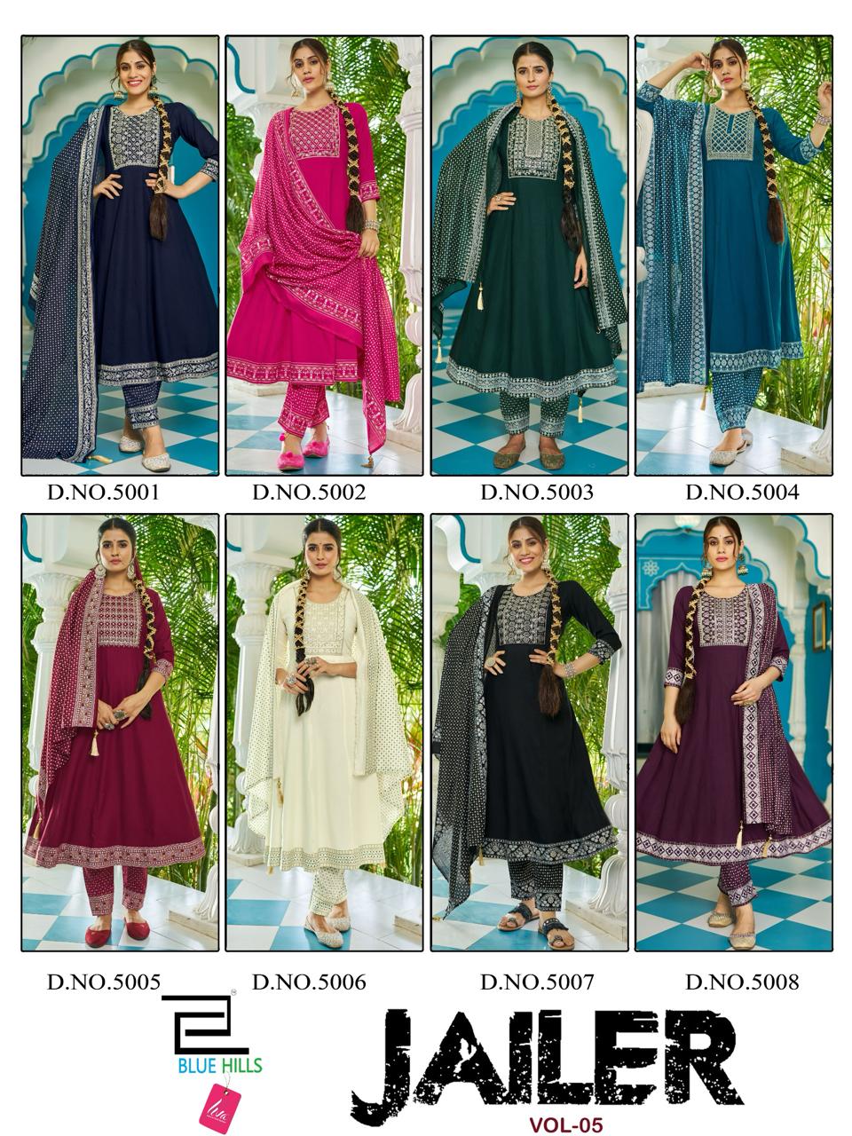 Jailer Vol 5 Blue Hills Rayon 14Kg Readymade Pant Style Suits