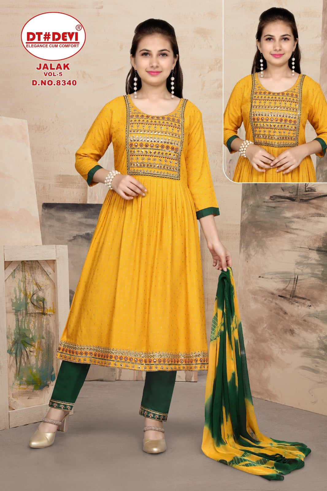 Jalak Vol 5-8340 Dt Devi Rayon Readymade Pant Style Suits