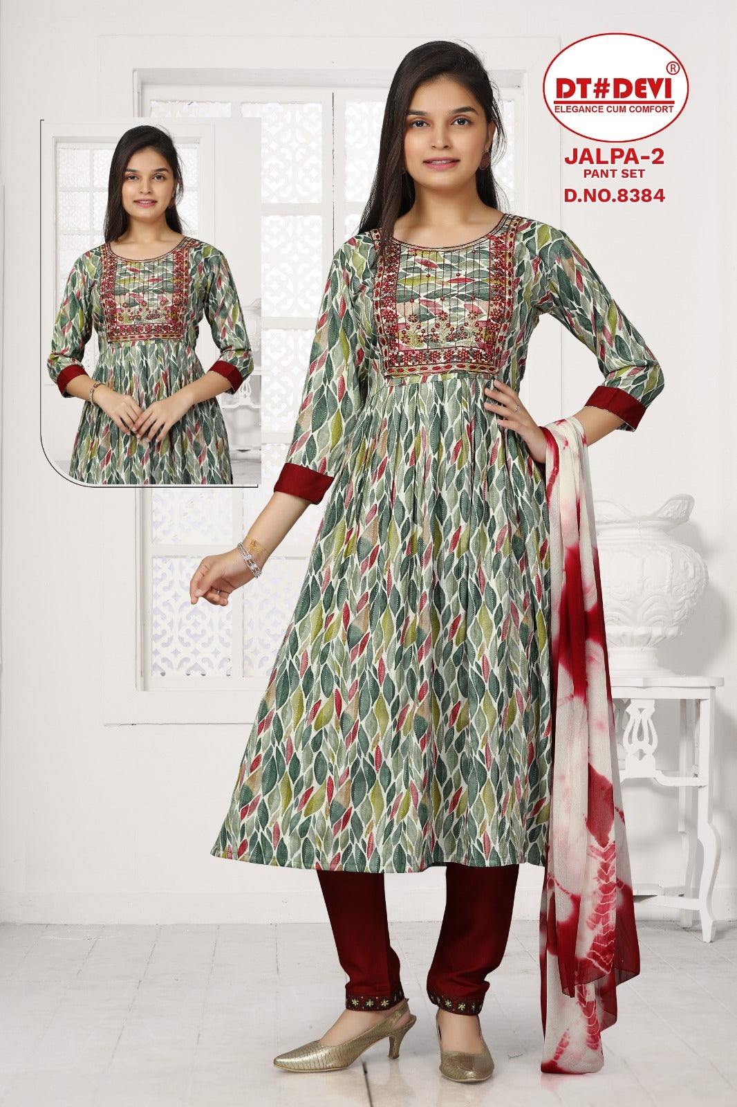 Jalpa-2-8384 Dt Devi Rayon Readymade Pant Style Suits