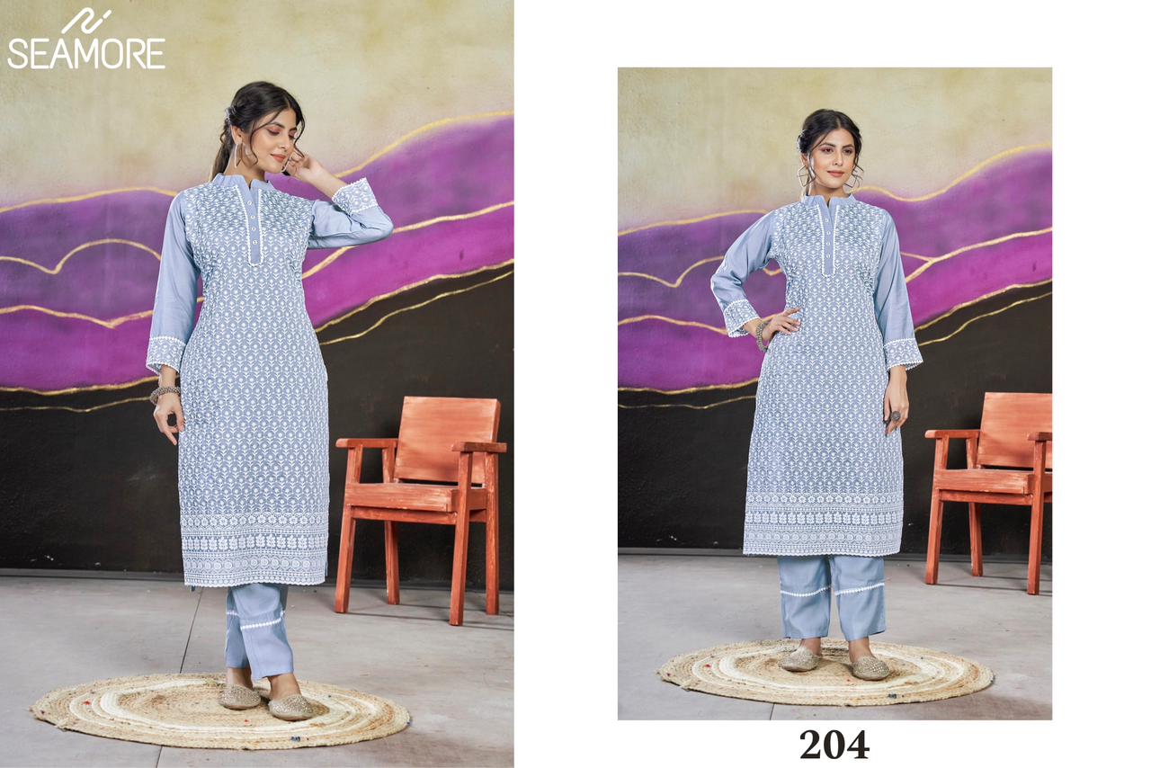 Janki Seamore Chanderi Silk Kurti Pant Set