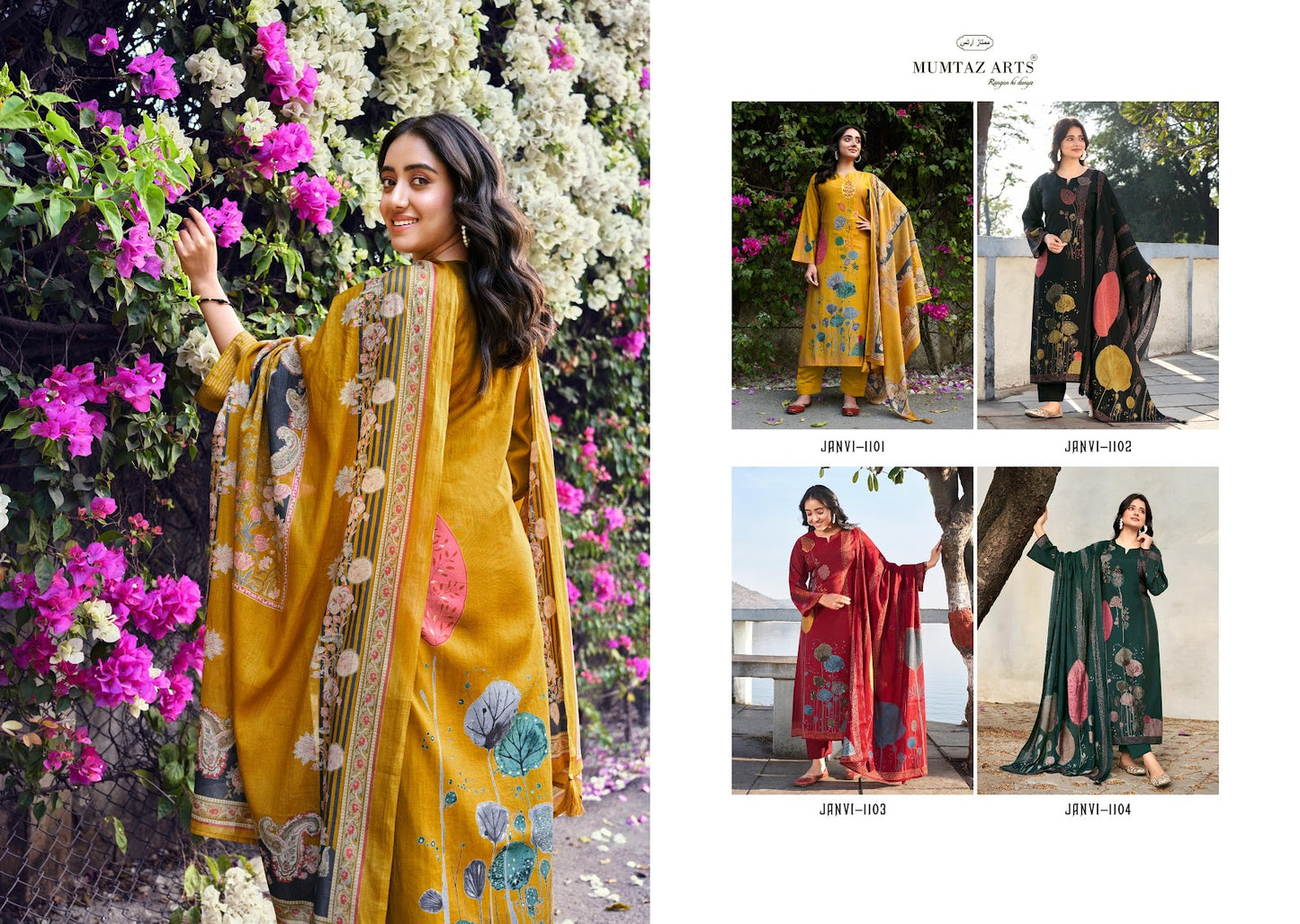 Janvi Mumtaz Arts Viscose Muslin Pant Style Suits