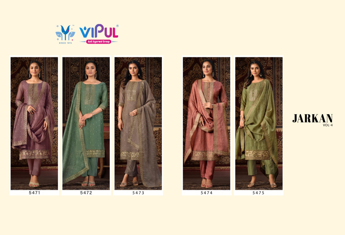 Jarkan Vol 4 Vipul Organza Pant Style Suits