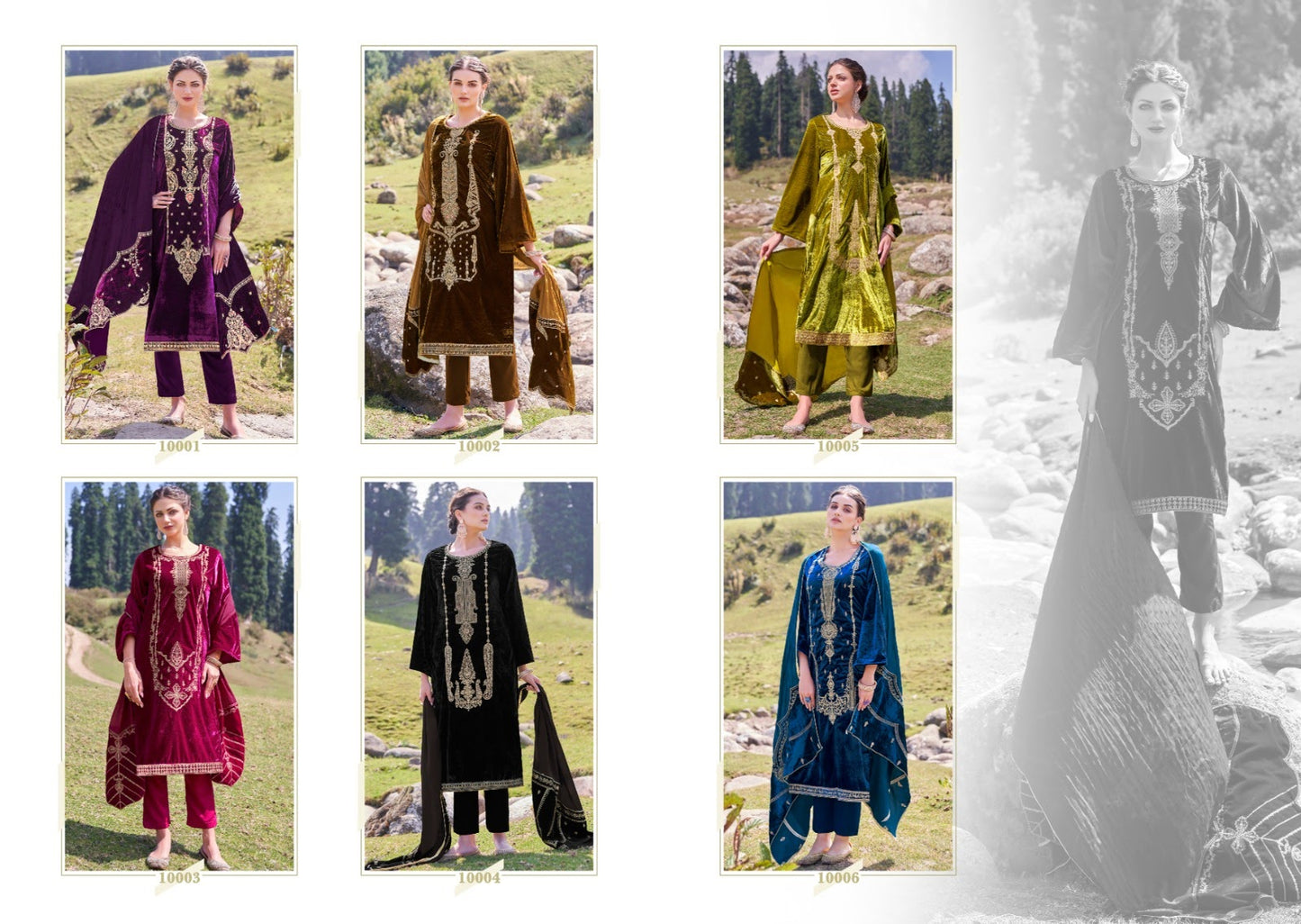 Jashn E Azeem Z S M Designer Studio Viscose Velvet Suits