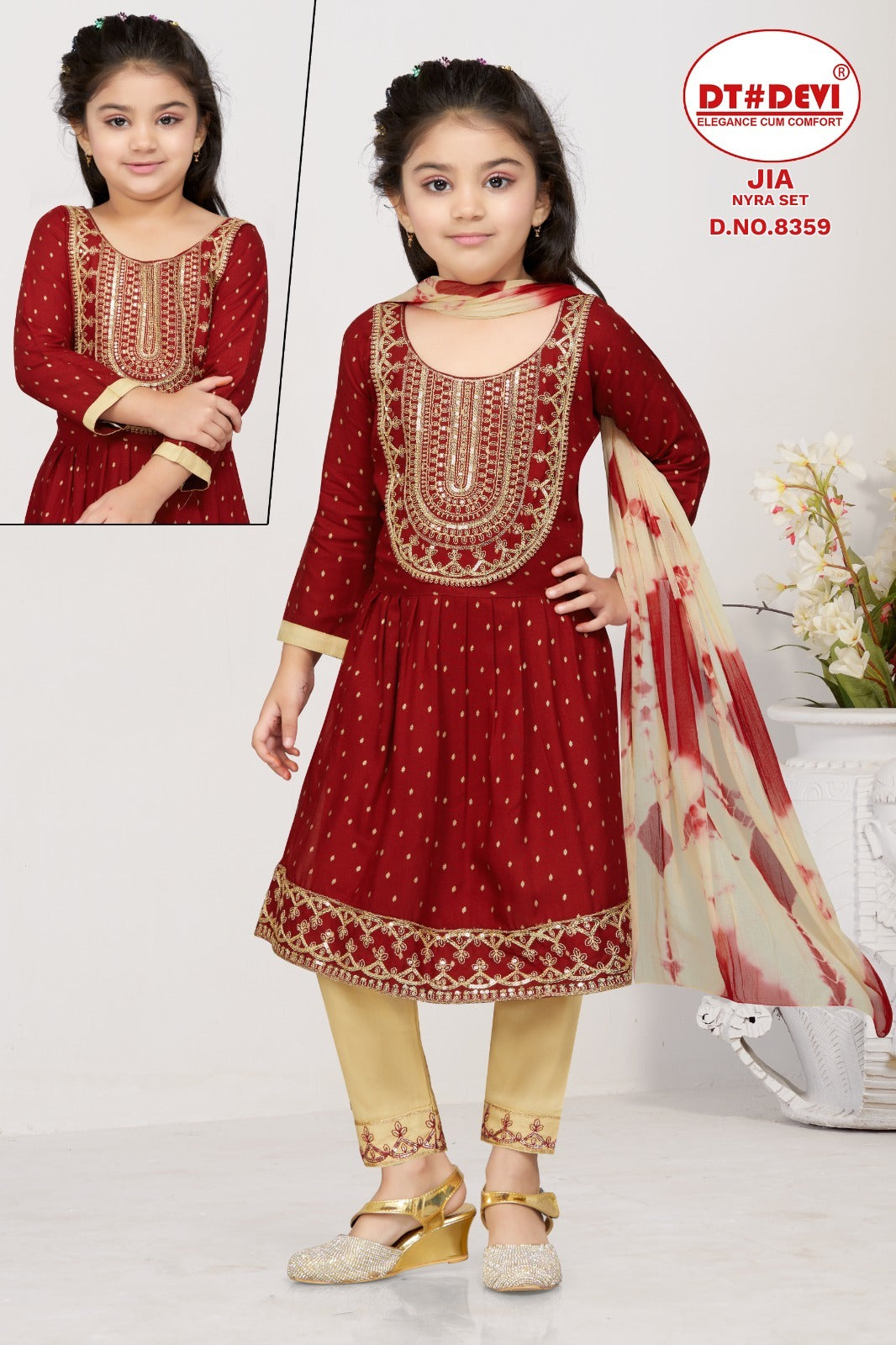 Jia-8359 Dt Devi Rayon Girls Readymade Pant Suits