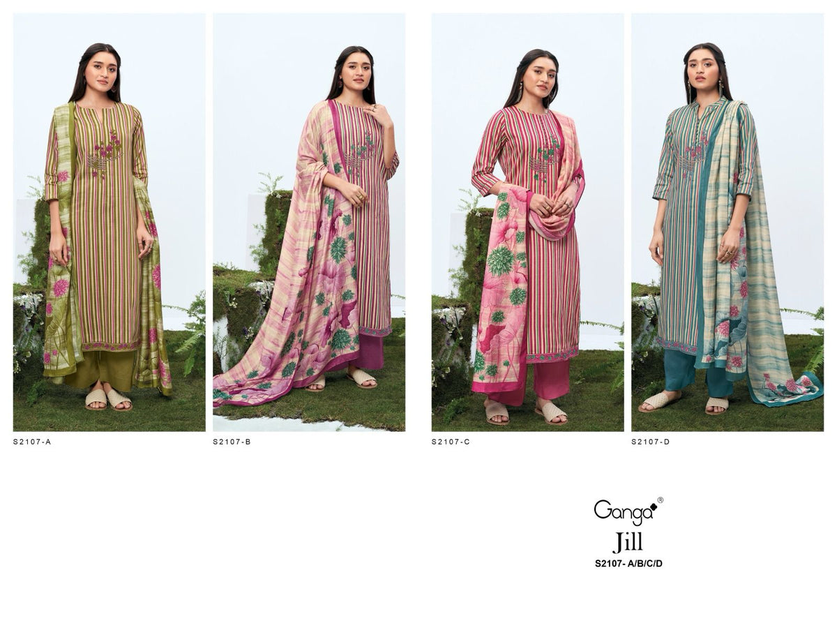 Jill 2107 Ganga Cotton Silk Plazzo Style Suits