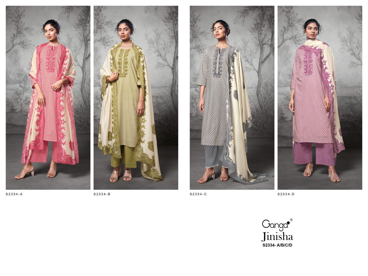 Jinisha -2334 Ganga Premium Cotton Plazzo Style Suits