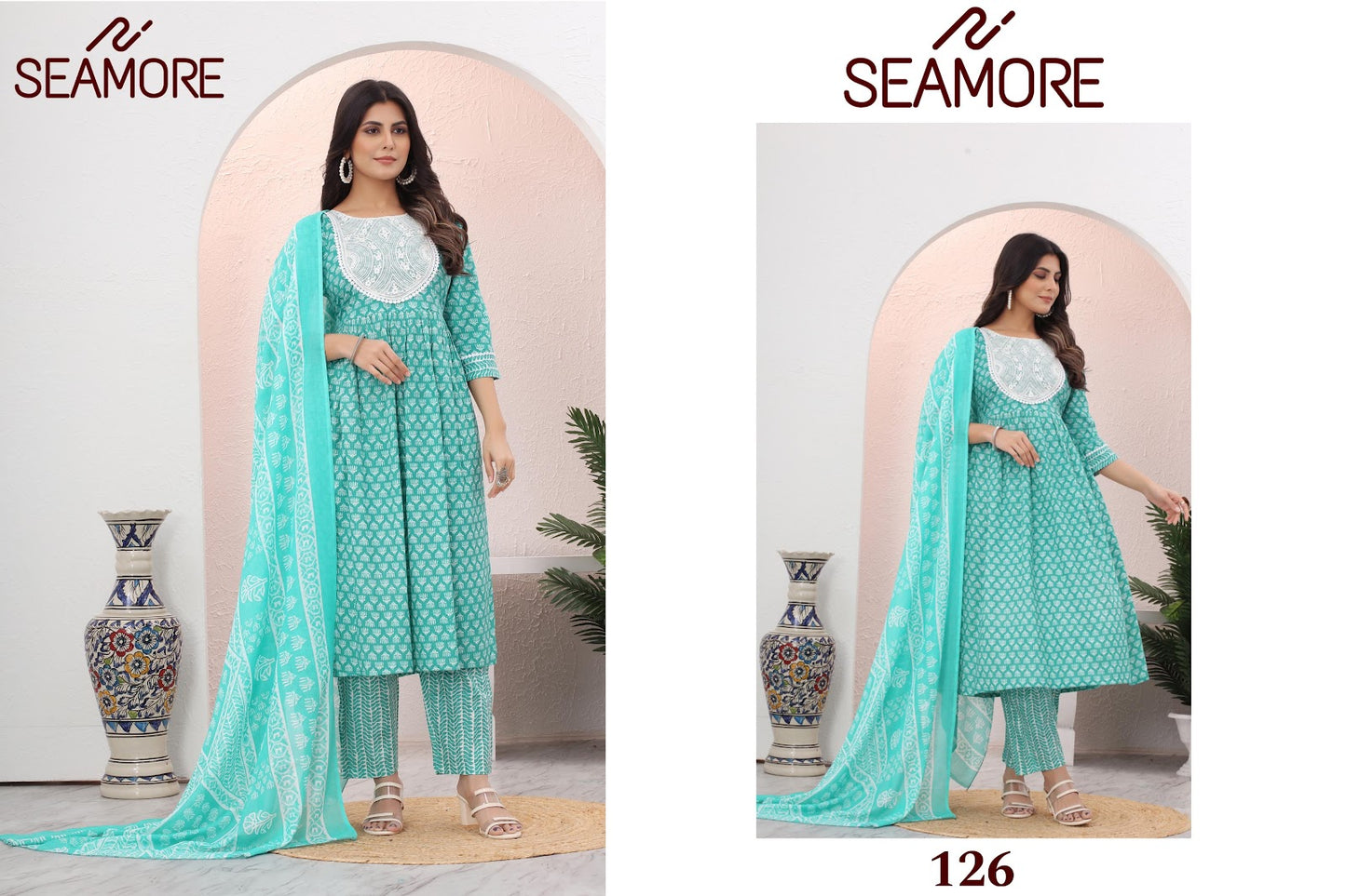 Jogeshwari Seamore Cotton Readymade Pant Style Suits