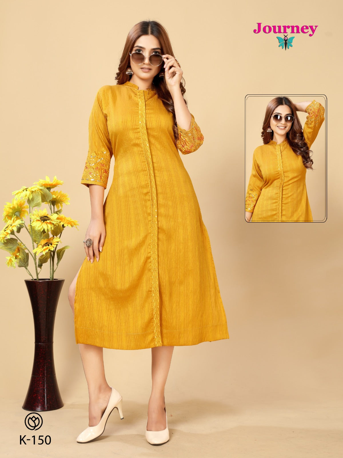 K 148 To 151 Journey Design Long Straight Kurti