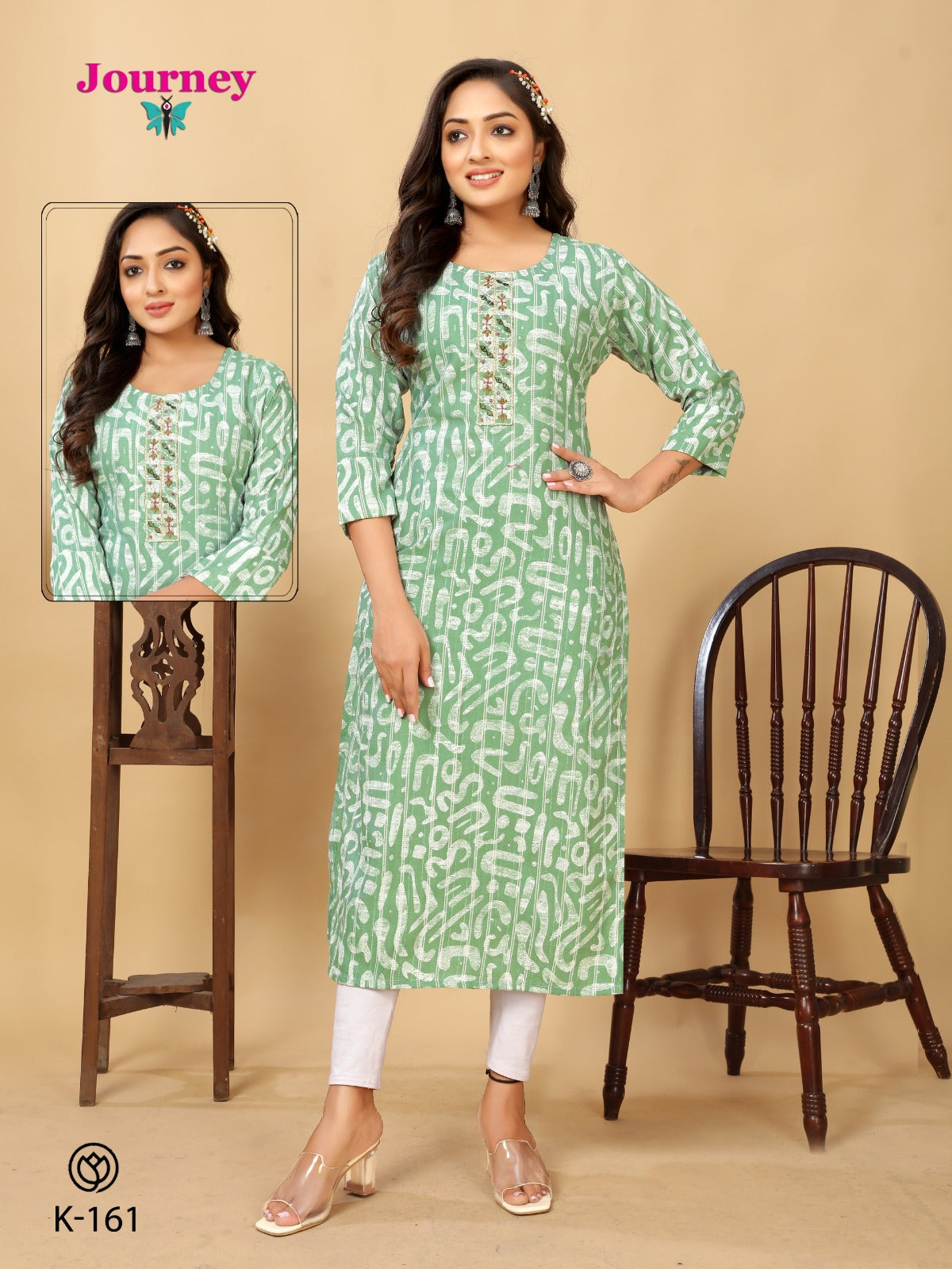 K 158-161 Journey Design Viscose Long Straight Kurti