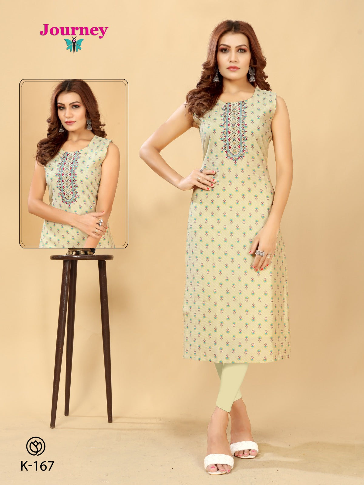K 166-167 Journey Design Chanderi Long Straight Kurti