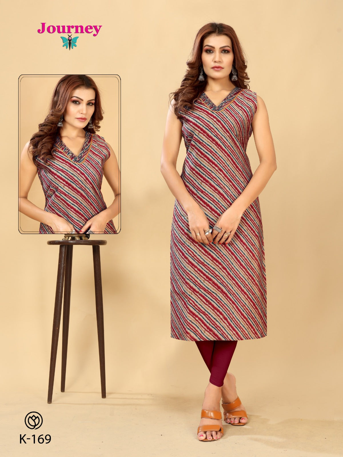 K 168-169 Journey Design Chanderi Long Straight Kurti