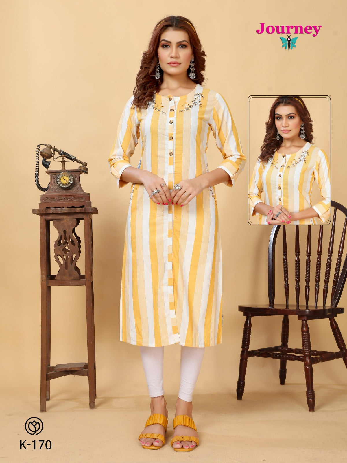 K 170-173 Journey Design Cotton Long Straight Kurti