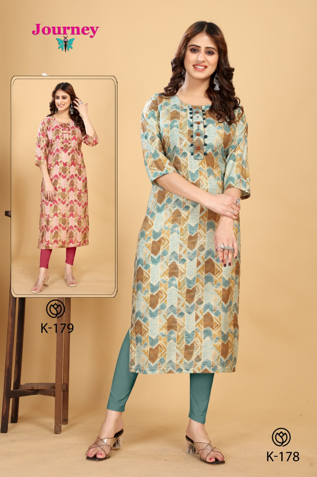 K 178-179 Journey Design Modal Chanderi Long Straight Kurti