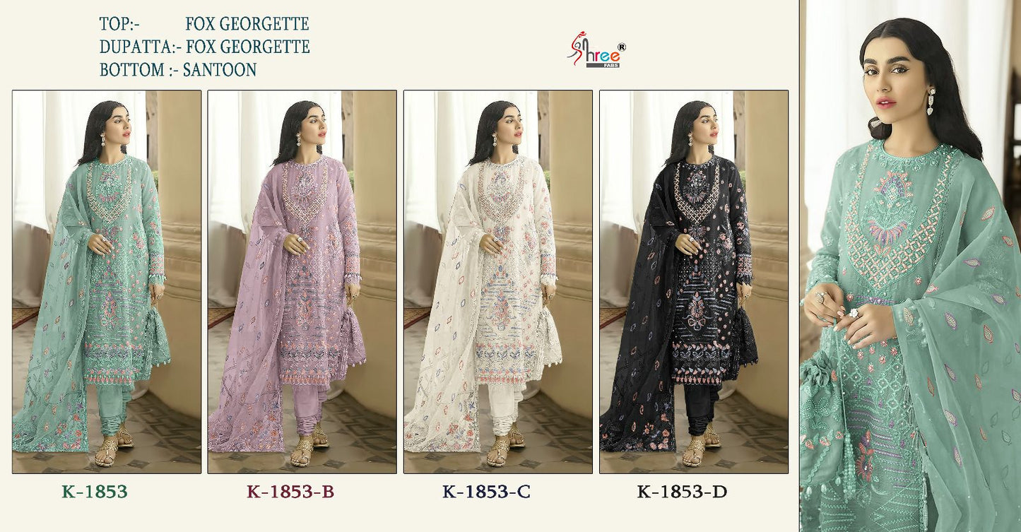 K 1853 Shree Fabs Georgette Pakistani Salwar Suits