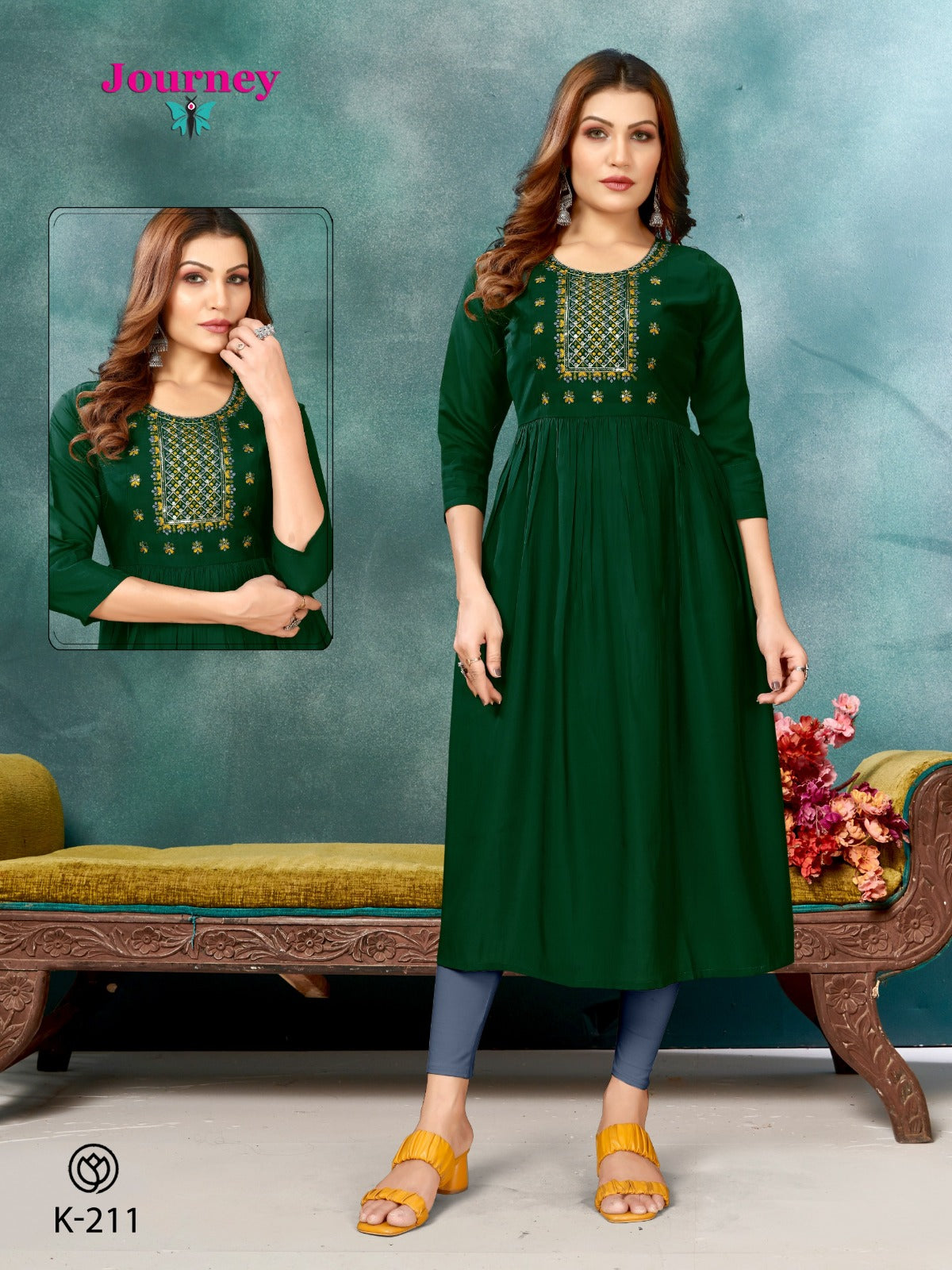 K 210-211 Journey Design Roman Silk Anarkali Kurtis