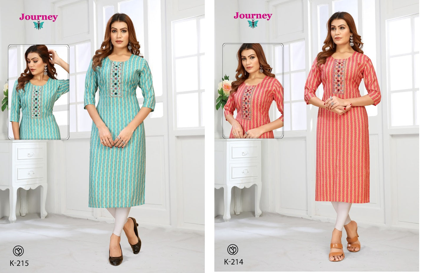 K 214-215 Journey Design Modal Chanderi Long Straight Kurti