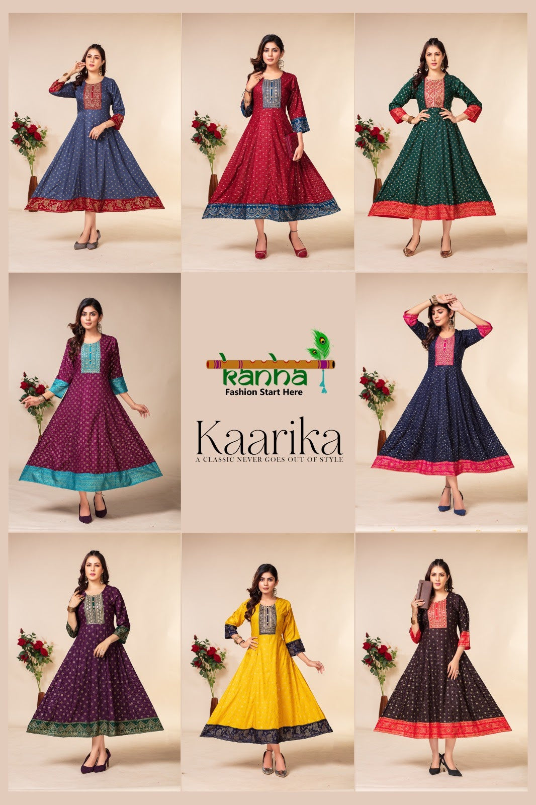 Kaarika Kanha Rayon Anarkali Kurtis
