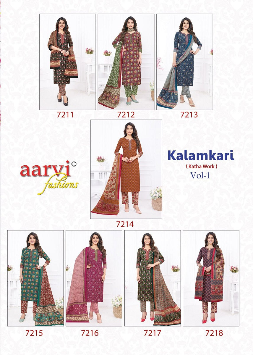 Kalamkari Vol 1 Aarvi Fashions Cotton Readymade Pant Style Suits