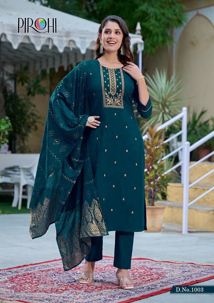 Kalhaar Pirohi Viscose Silk Readymade Pant Style Suits