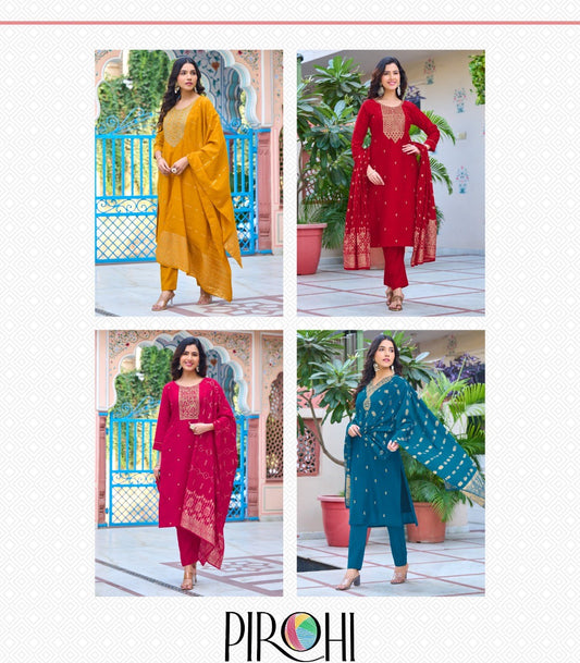Kalhaar Vol 2 Pirohi Vatican Silk Readymade Pant Style Suits