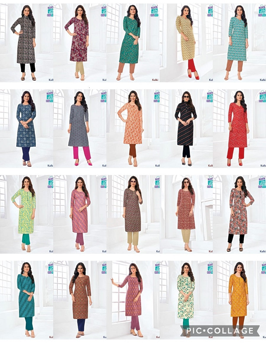 Kalki Vol 4 Mcm Lifestyle Cotton Knee Length Kurtis