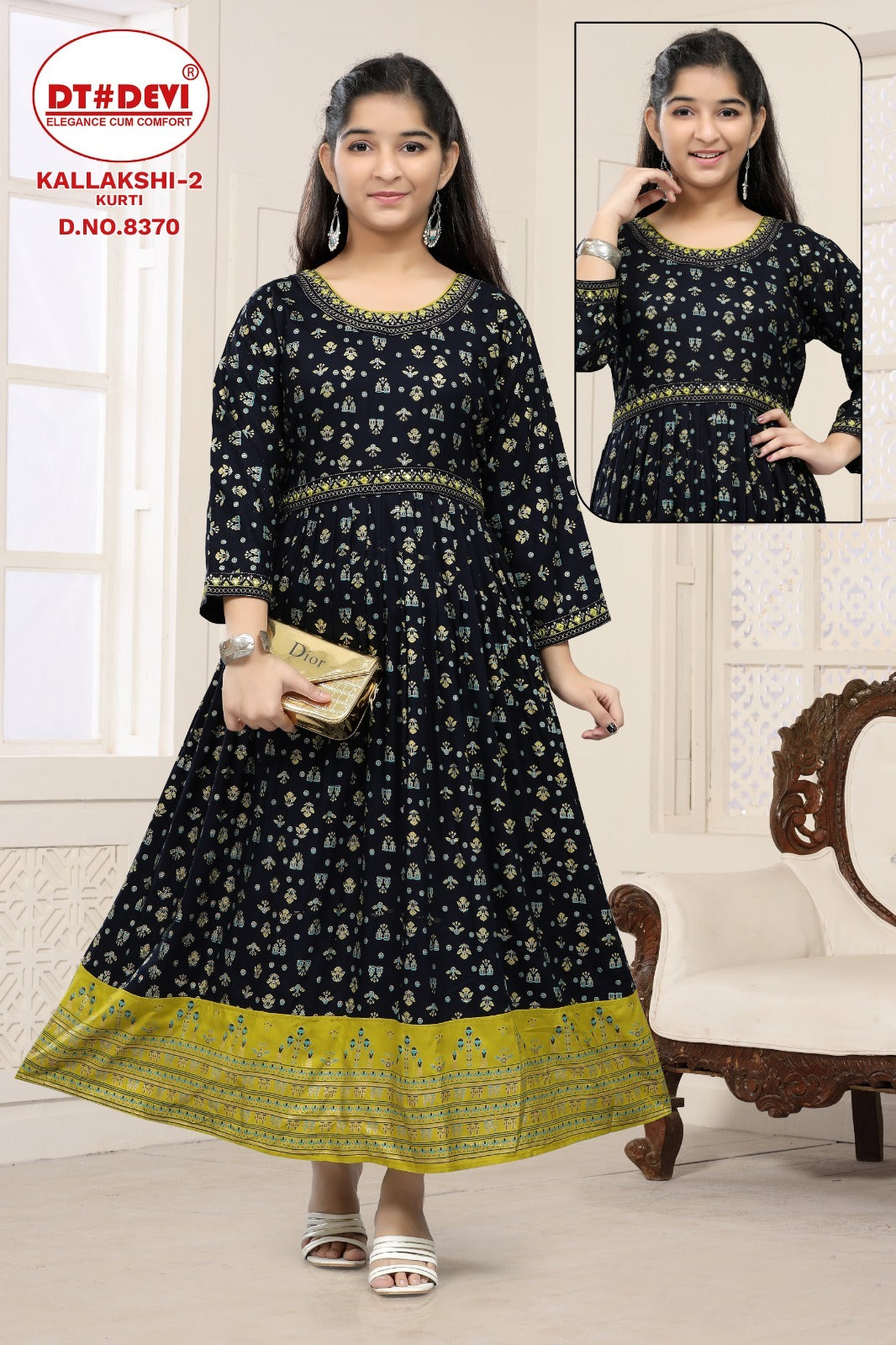 Kallakshi-2-8370 Dt Devi Reyon Girls Anarkali Kurti