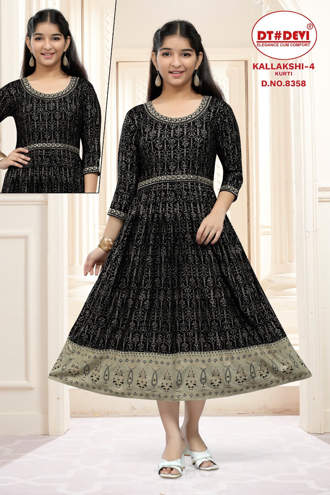 Kallakshi-4-8358 Dt Devi Reyon Girls Anarkali Kurti