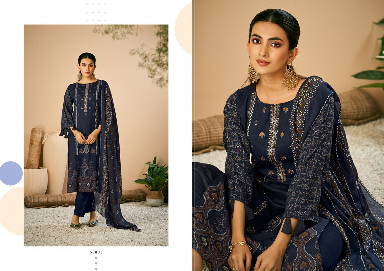 Kalpu Azara Slub Cotton Pant Style Suits