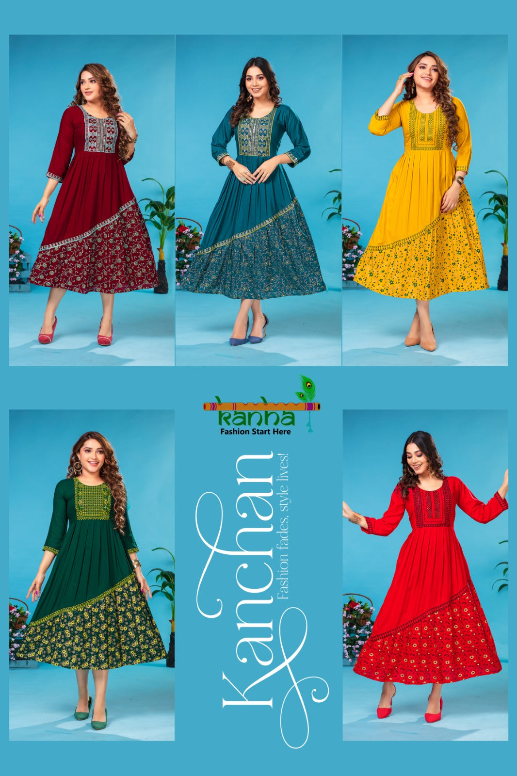 Kanchan Kanha Rayon Anarkali Kurtis