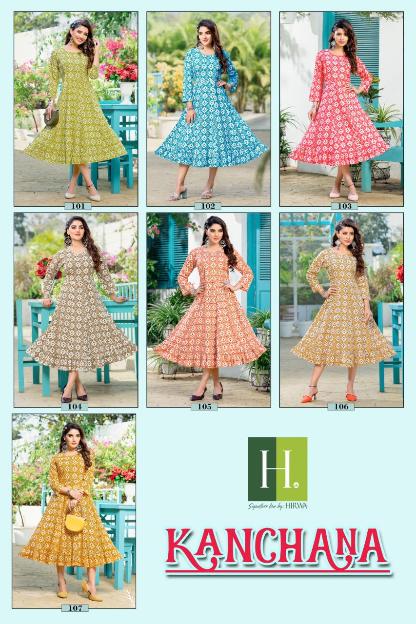 Kanchana H Dot Capsule Rayon Anarkali Kurtis