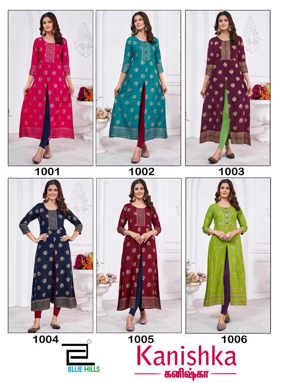 Kanishka Blue Hills Rayon 14Kg Long Kurtis