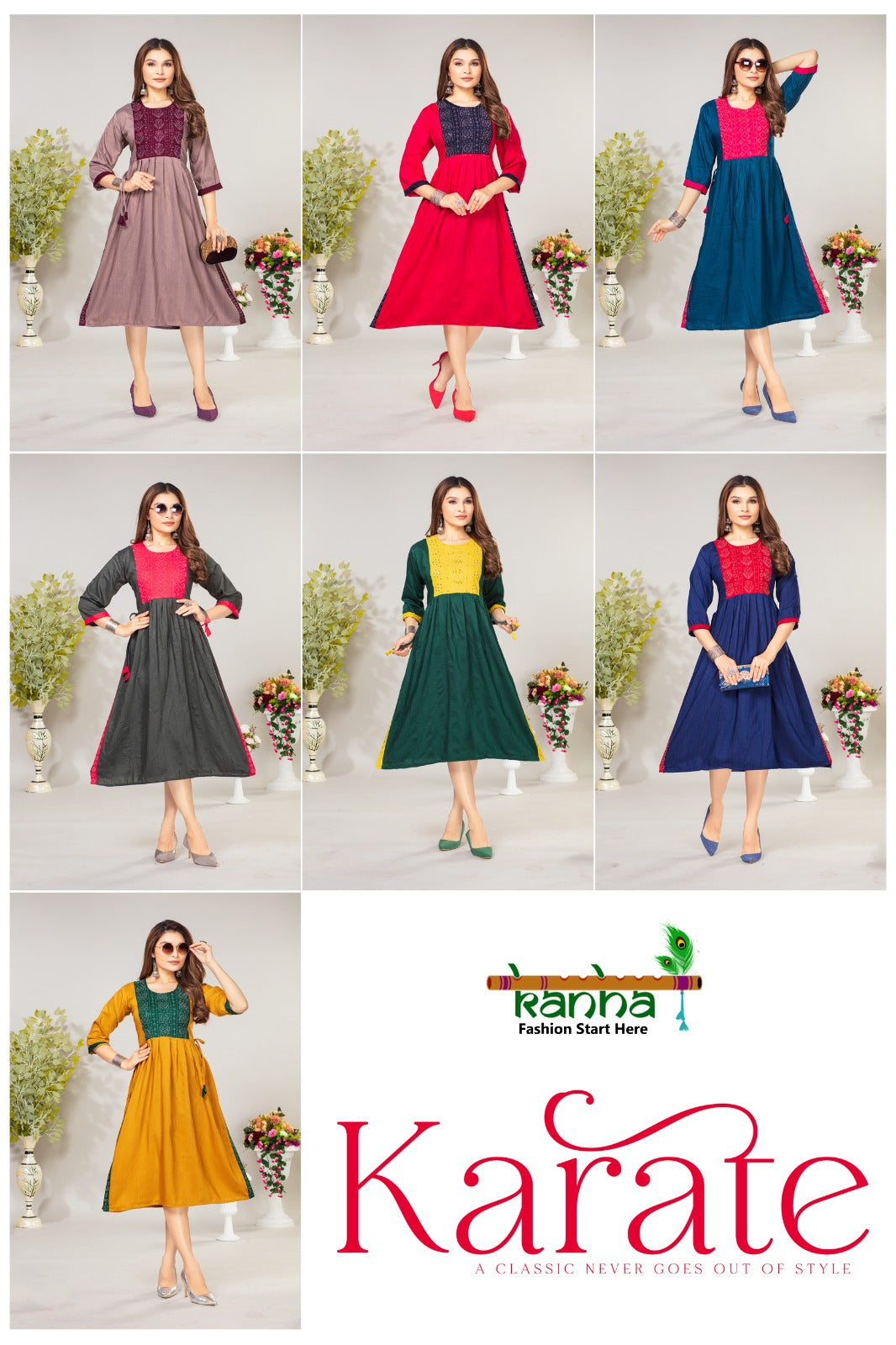 Karate Kanha Reyon Anarkali Kurtis