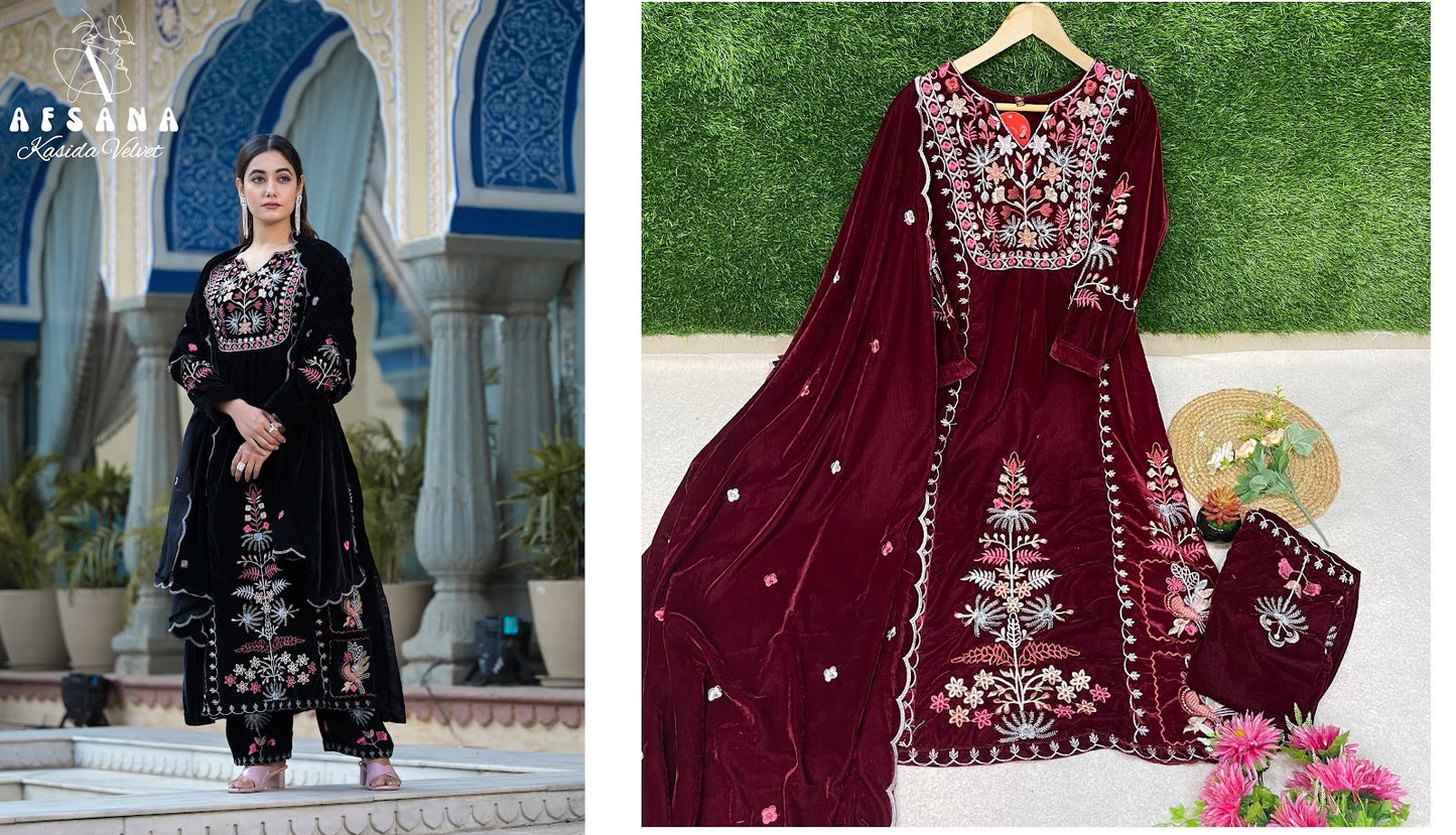 Kasida Afsana Readymade Velvet Suits