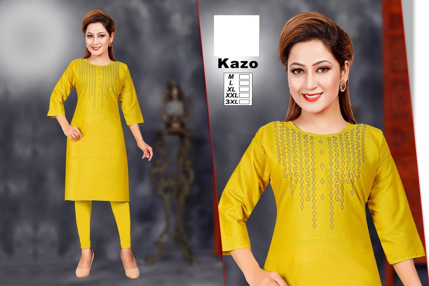 Kazo-A Zoya Two Tone Knee Length Kurtis