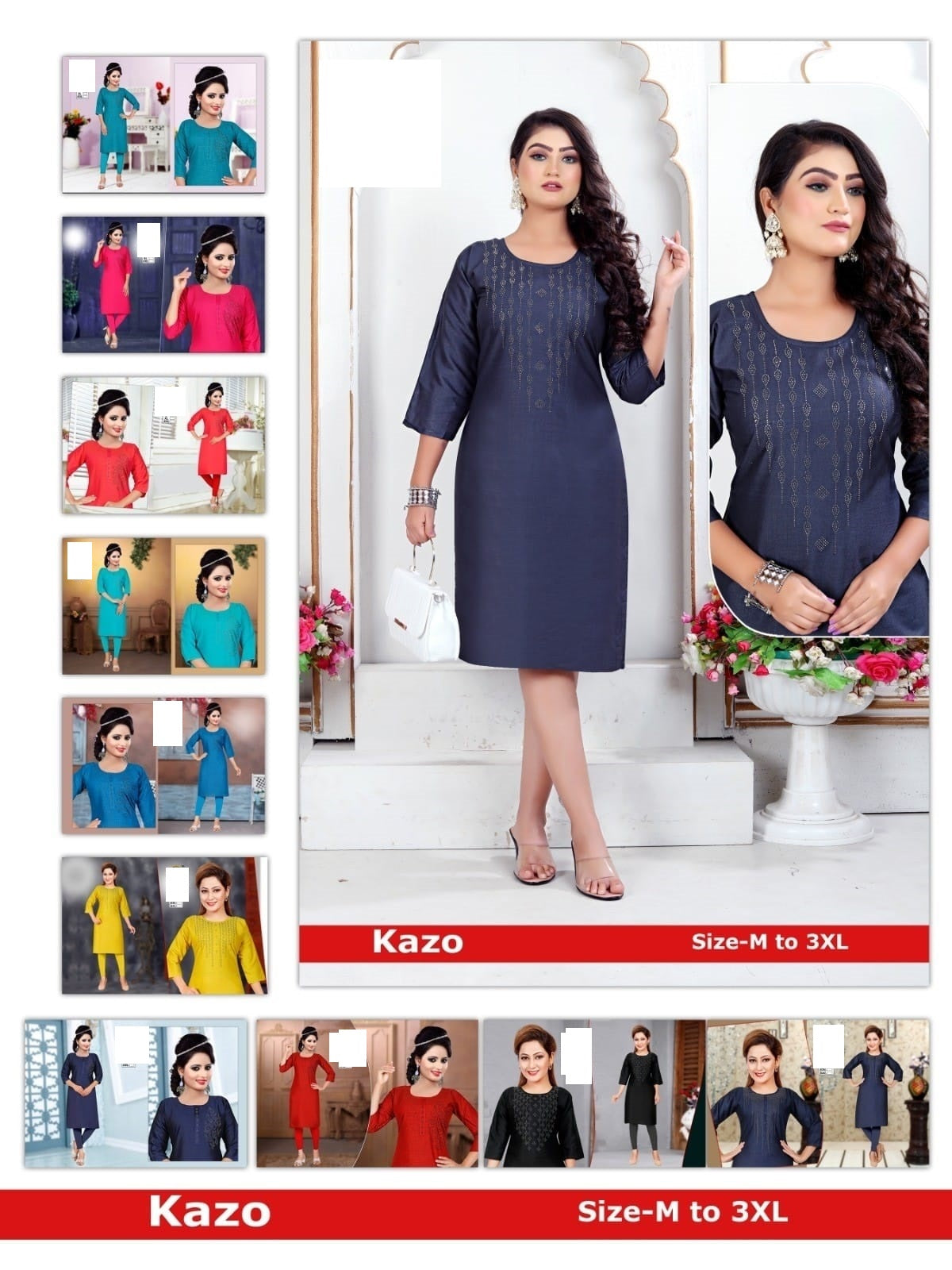Kazo-A Zoya Two Tone Knee Length Kurtis