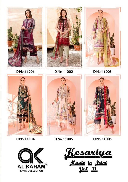 Kesariya Magic In Print Vol 11 Al Karam Cambric Karachi Salwar Suits