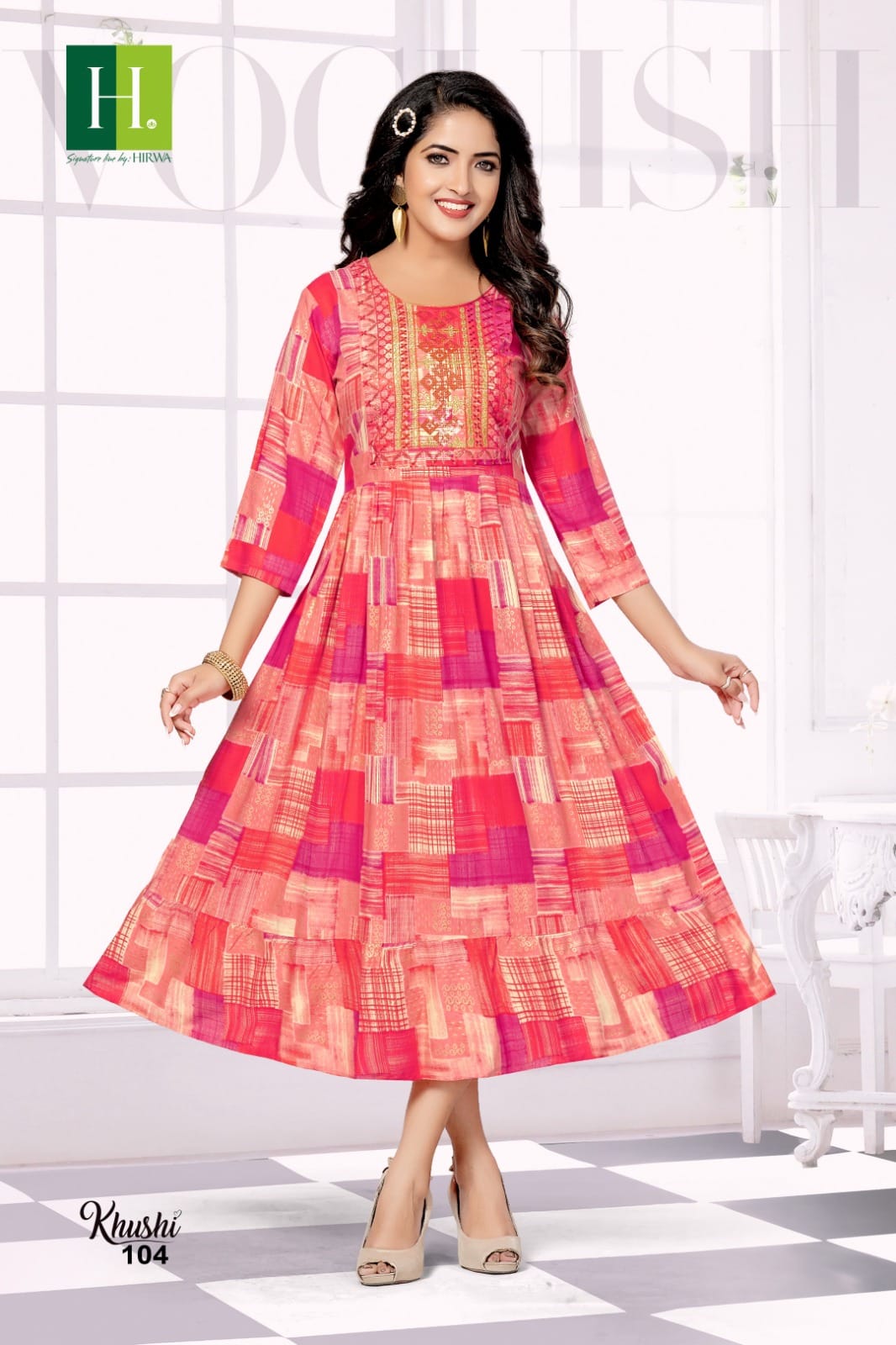 Khushi H Dot Rayon Anarkali Kurtis